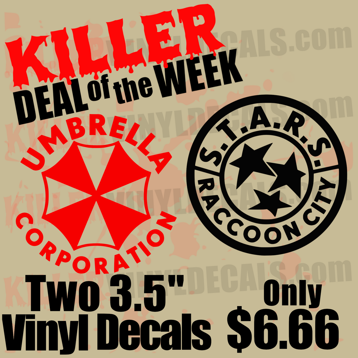 RESIDENT EVIL - Killer Deal! 2 for $6.66 (3.5" x 3.5")